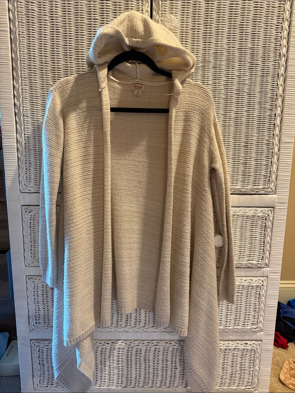 Mossimo Supply Co. Cream Hooded Open-Front Knit Cardigan